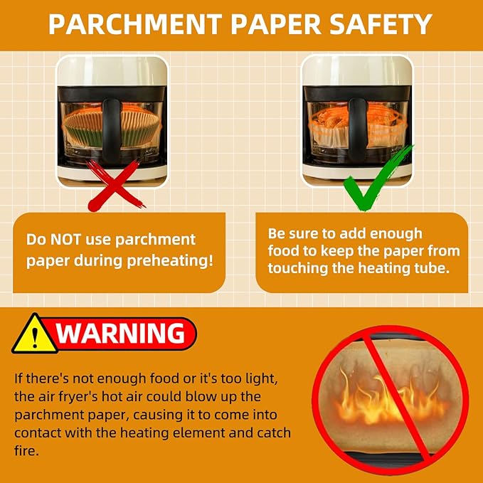 Air Fryer Paper Liners XXL for 8-12 Qt Airfryer, 200pcs 9-10 inch Square Thickened 50gsm Disposable Parchment Tray