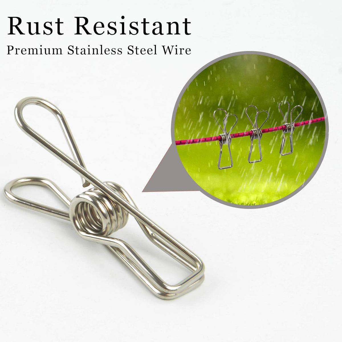 Wire Clothespins Laundry Chip Clips - 100 Pack Bulk Clothes Pins Heave Duty,Durable Metal Clothes Pegs Long-Lasting Strong-Grip Multi-Purpose for Clothesline,Snack Bags,Pictures,Paper at Home,Office