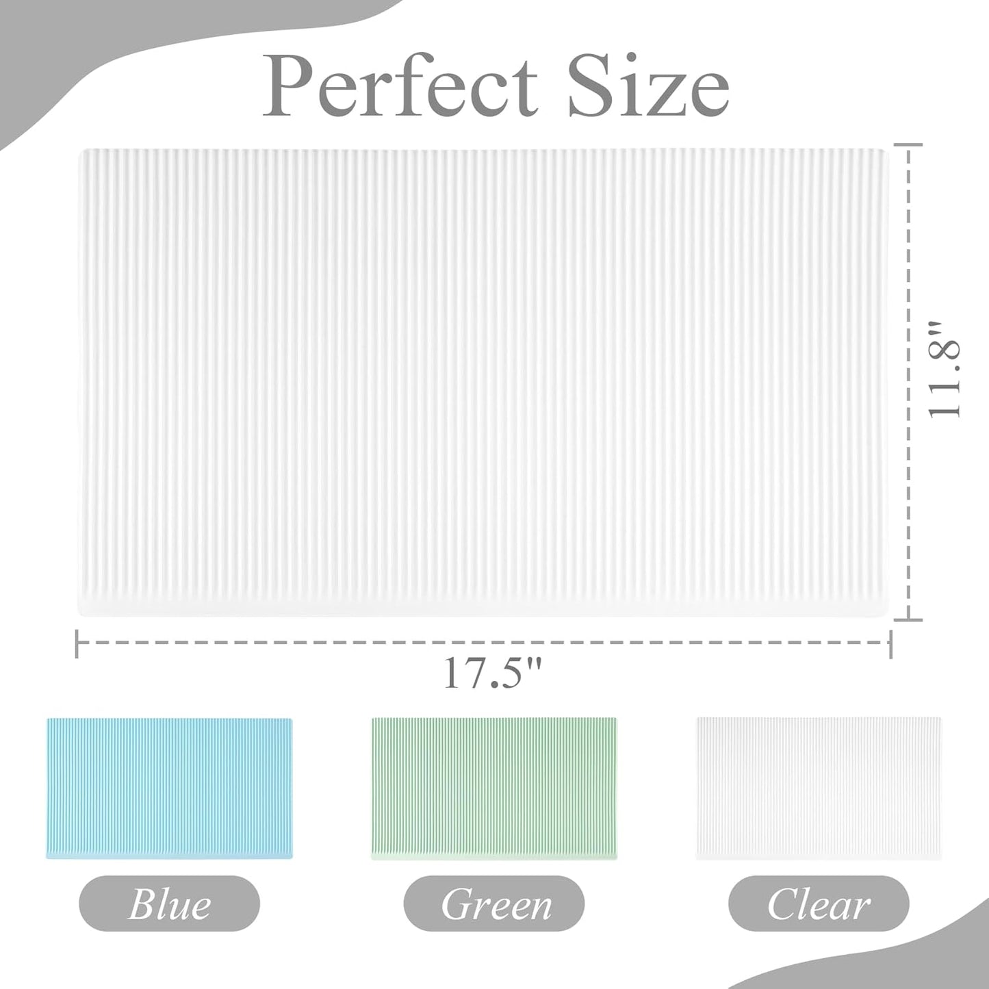 Non-Slip Silicone Refrigerator Liners for Shelves, Reusable Washable Fridge Shelf Drawer Liners, Cuttable Waterproof Oilproof Fridge Liner for Glass Shelve Kitchen Cabinet Drawer Mats (Clear, 2 Pack)