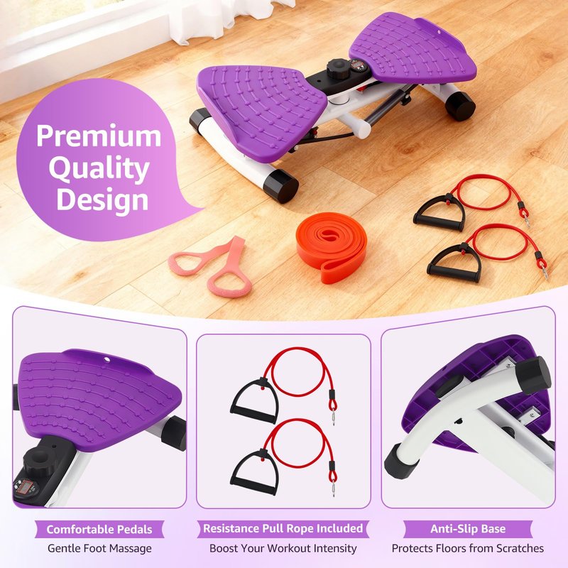 Waist Twister Machine Exercise, Ab Twister Board with LED Digital Display Track Time, Reps, 330 lbs Capacity Calories Noiseless Waist Twisting Fitness Tool with Resistance Bands And Elastic Bands