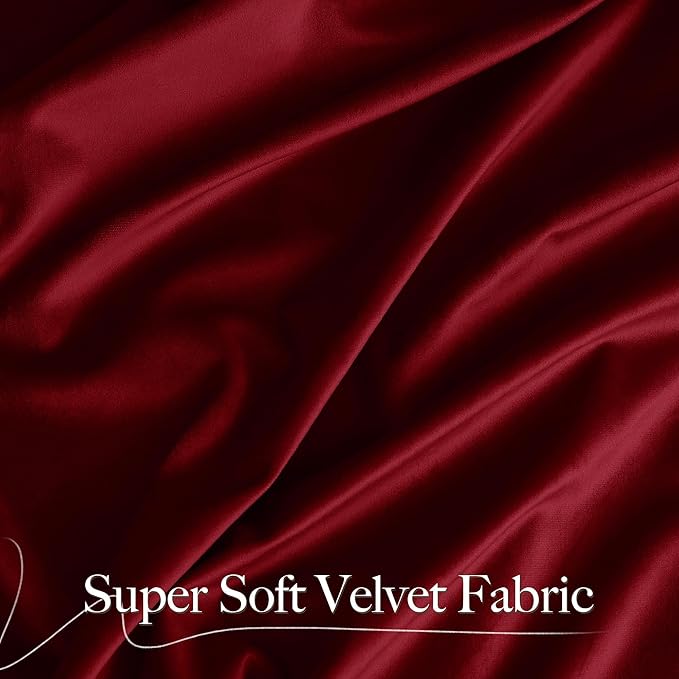 NICETOWN Christmas Red Velvet Curtains and Drapes 102 inches Long, Extra Long