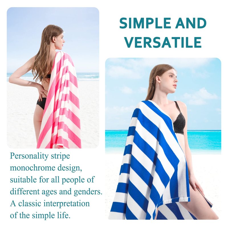 Genovega 6 Packs Oversized 72x40 Inch Stripe Beach Towel Thin Terry Set XL Big Extra Large Accessories Essentials Soft Clearance Super Pool Travel Bath Swim Camping Towels Bulk Men Women Adults Gift