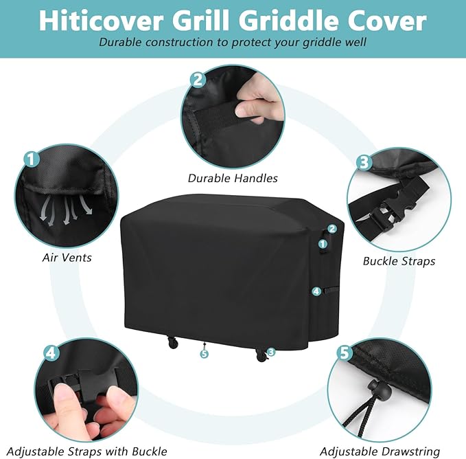 Grill Cover for Nexgrill Daytona 720-1116 4-Burner Propane Gas Griddle, Waterproof Outdoor BBQ Griddle Cover for Daytona 720-1138 Pro 5 Burner NitroGuard Gas Grill