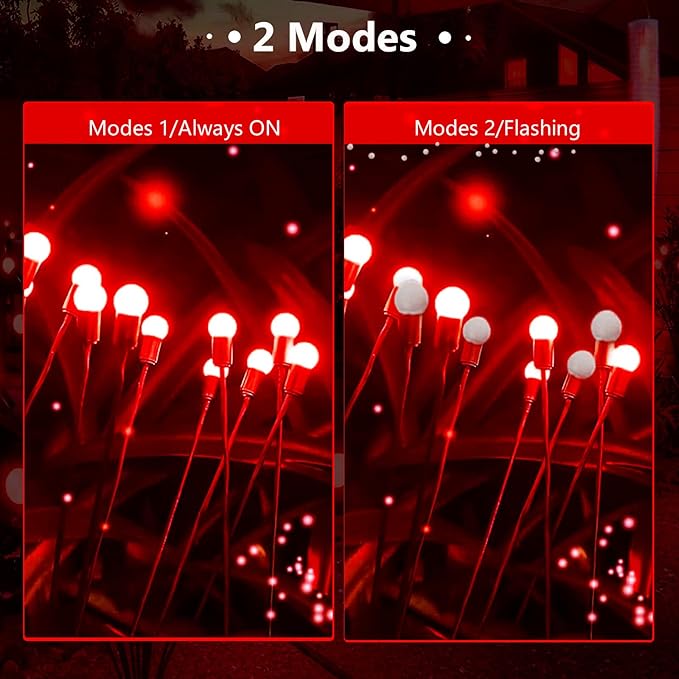 6-Pack Red Solar Outdoor Light for Garden Decorations, 48 LED Super Bright Solar Firefly Lights (Sway by Wind), New Upgraded Fairy Lights Outdoor Waterproof for Outside Pathway Patio Yard Porch(Red)