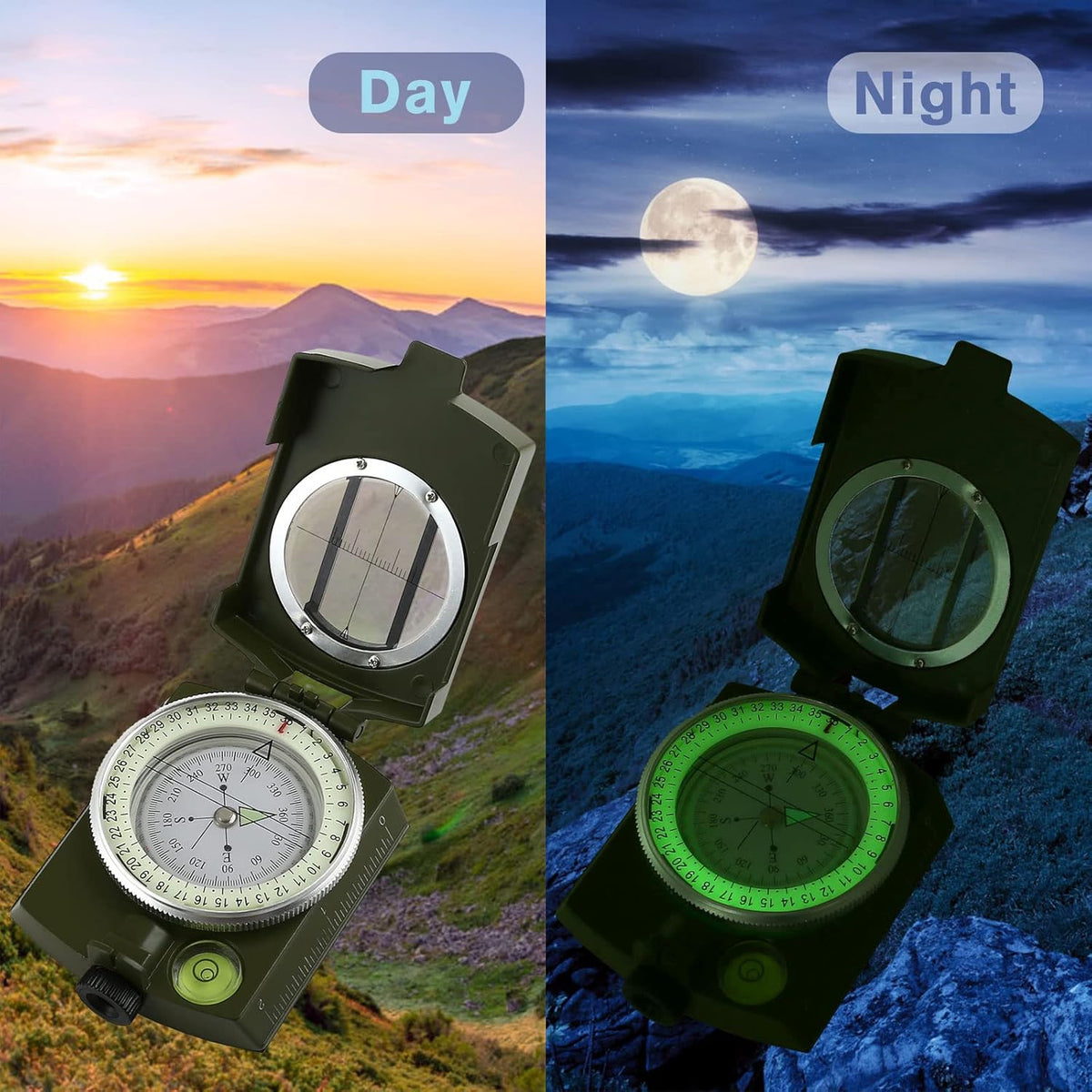 Military Lensatic Sighting Compass - Waterproof & Durable for Outdoor Adventures