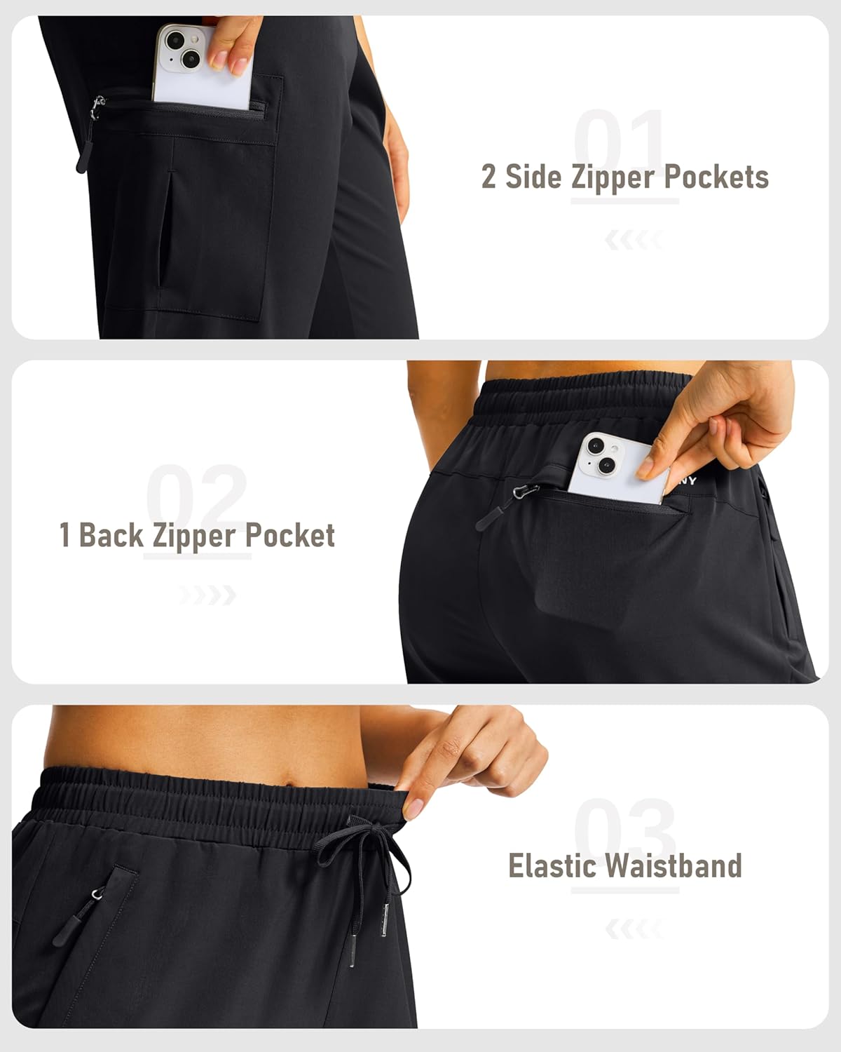 SANTINY Women's 15" Long Hiking Cargo Shorts - Lightweight, Quick-Dry with 5 Zipper Pockets