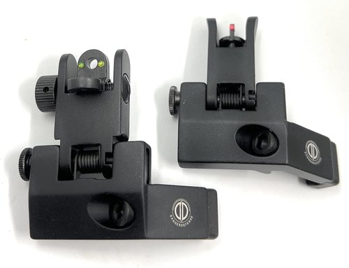 Dagger Defense Fiber Optic BUIS | Canted Iron Sights with Spring Loaded Deployment