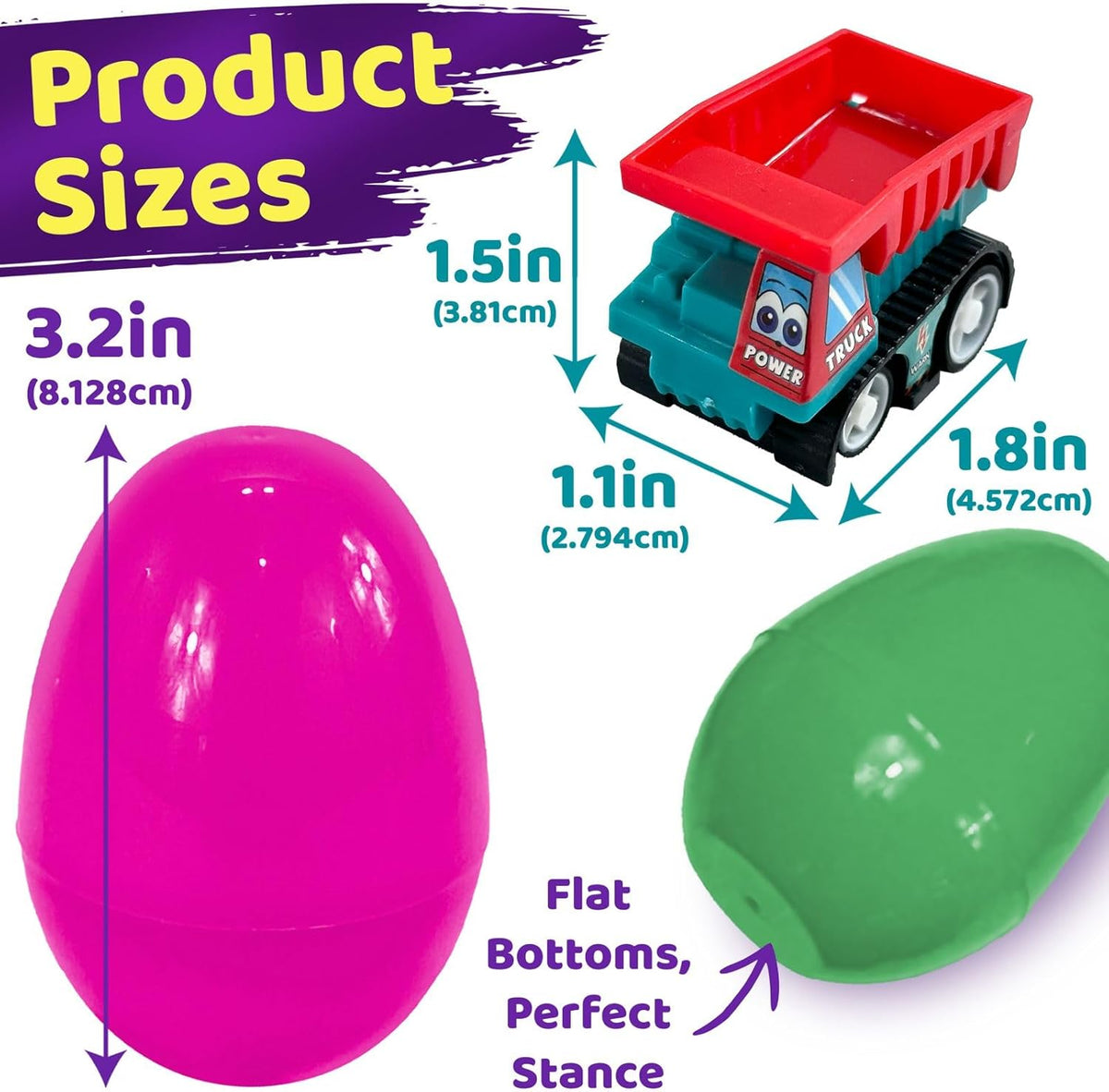 stargo 8 Pack Colorful Prefilled Easter Eggs Bulk with Toys - Mini Car Set Construction Engineering Vehicles Pull-Back Cars. Plastic Easter Eggs Filled, Basket Fillers, Party Favors, Boys Goodie Bags