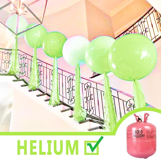 PartyWoo Lime Green Balloons 4pcs 36 Inch Light Green Latex Helium Balloons for Graduation Wedding Baby Shower Anniversary Birthday Dinosaur Jungle Golf Football Theme Party Decorations Green-Y6