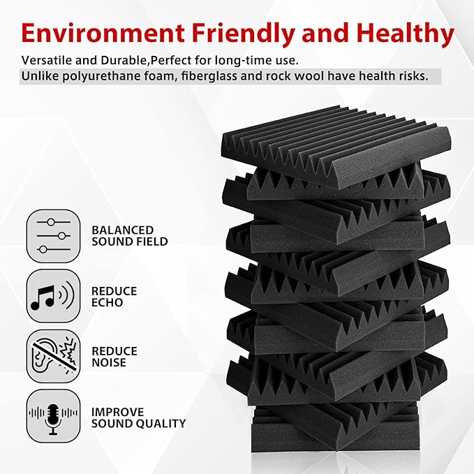 FONESO Acoustic Panels, High Density Soundproof Foam Panels, Fire Resistant