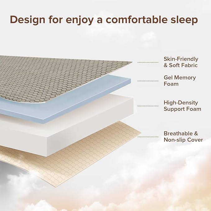 Memory Foam Trifold Mattress - Single Portable Floor Bed 4 Inch, Foldable Mat with Washable Cover, Handle & Non-Slip Bottom, for RV, Travel, Camping, Yoga, 75"x25"x4"