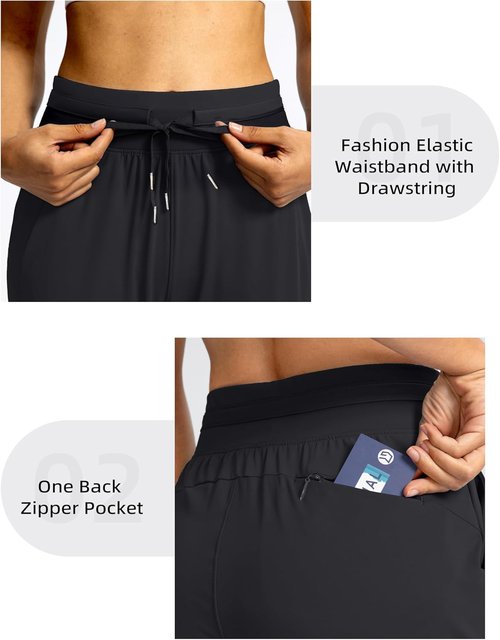 G Gradual Women's Joggers - High-Waisted Athletic Sweatpants with Zipper Pockets | Tapered Design for Workouts