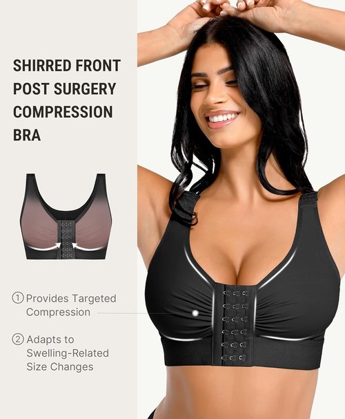 FeelinGirl Post Surgery Compression Bra - Women's Wirefree Front Closure with Adjustable Straps