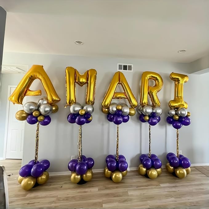 Giant K Alphabet Name Balloon, Gold Self Inflating Custom Letter Balloons Birthday Decor, 40 Inch Helium Mylar Foil Word Balloons Letters for Girls Men Anniversary Party Graduation Decoration Supplies