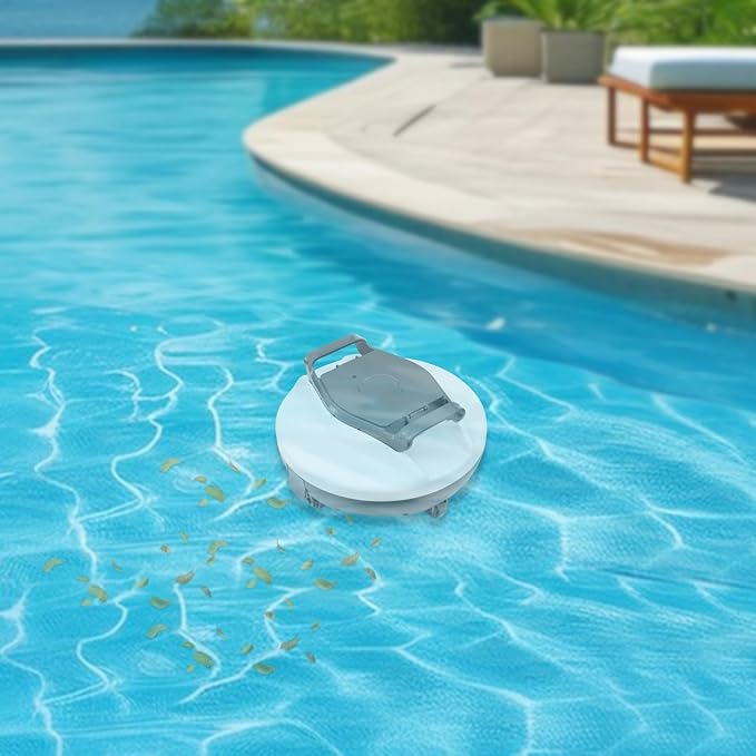 Cordless Robotic Pool Cleaners, Automatic Swimming Pool Cleaning Machine High Efficiency Pool Cleaning Robot, for Pools, Spas, Hot Tubs, and Landscape Pools (Grey, White)