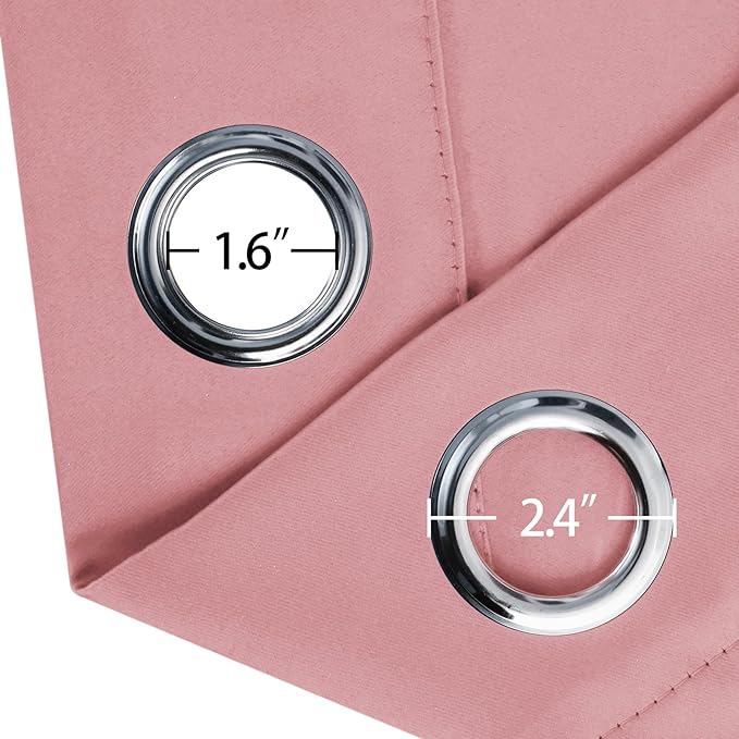 LEMOMO Blackout Curtains 66 x 54 Inch Long Pink Curtains Set of 2 Panels Room