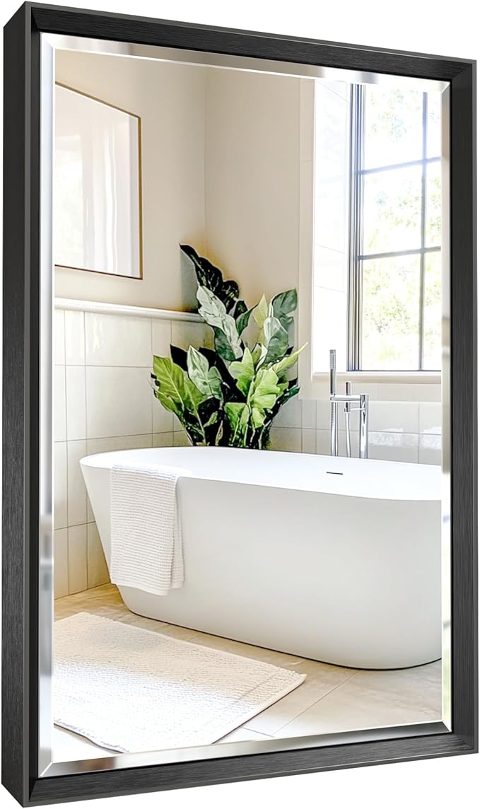 Black Bathroom Mirror, Anti-Rust Black Framed Mirror