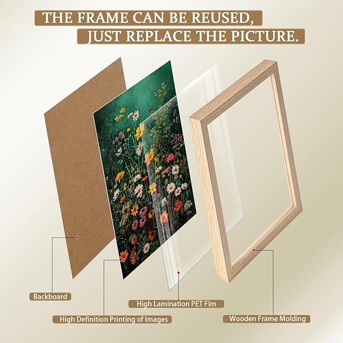 Framed Vintage Canvas Wall Art Vivid Garden Botanical Style Poster Picture Countryside Painting Nature Scenery Modern Home Print Living Room Gallery Office Ready to Hang 16x24 Inch x2