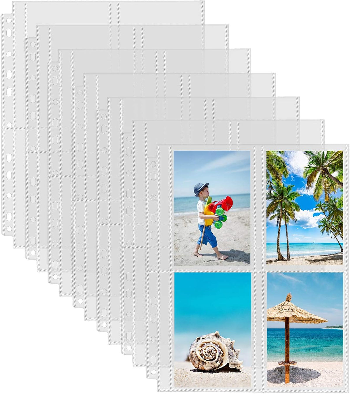 Sooez Photo Sleeves - 30 Pack Heavy Duty Plastic Page Protectors for 3 Ring Binder | 3.5x5 Clear Inserts
