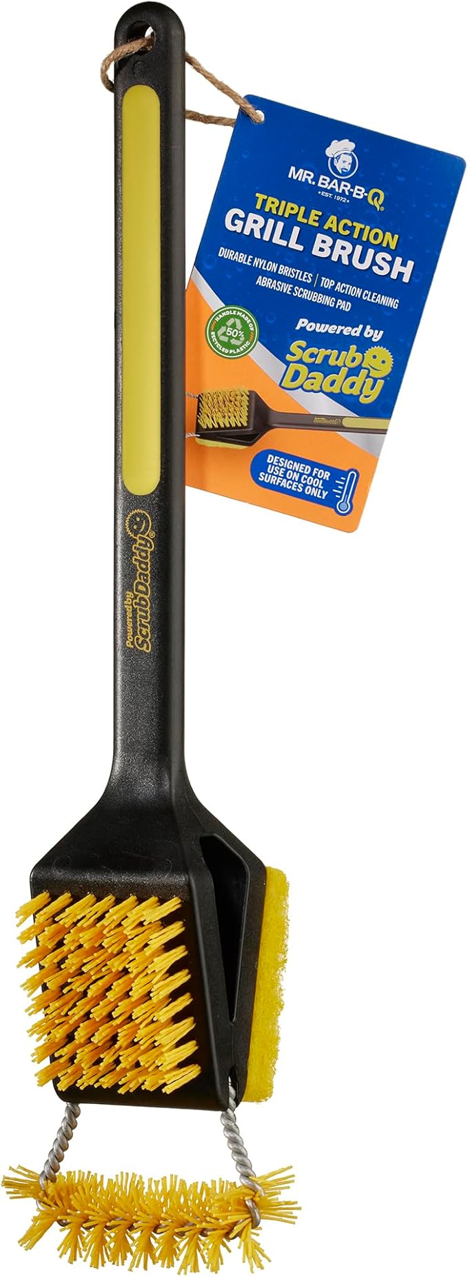 Mr. Bar-B-Q Triple Action Grill Brush Powered by Scrub Daddy