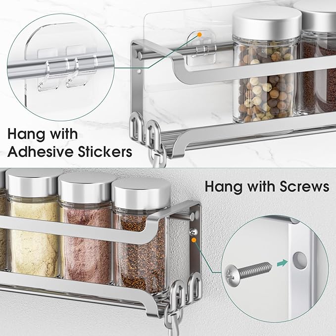 LUCYCAZ 4 Pack Wall Mounted Spice Rack