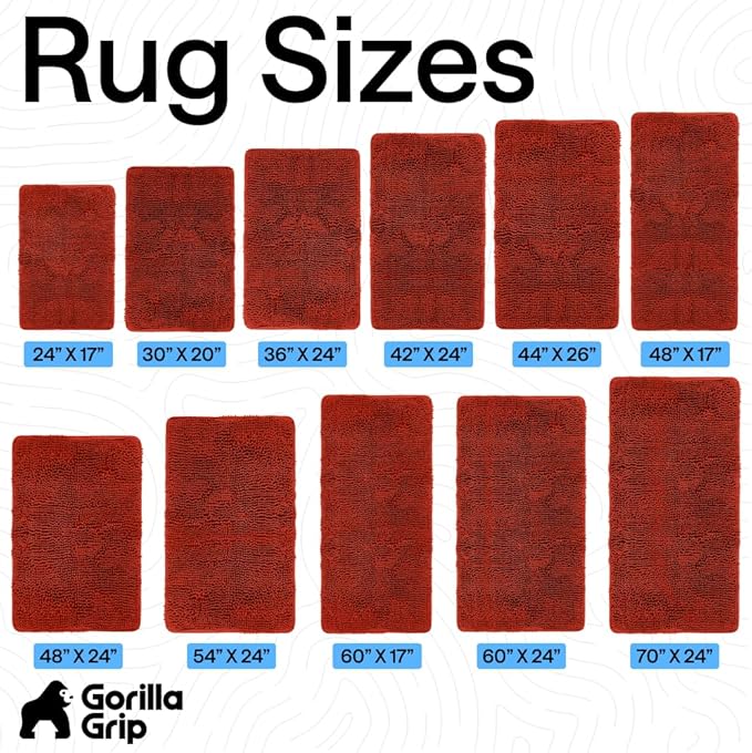 GORILLA GRIP Bath Rug Mat 60x24, Thick Soft Absorbent Chenille, Quick Dry Microfiber Mats, Rubber Backing, Machine Washable Shower Floor Rugs, Bathmat Runner, Bathroom Decor Accessories Sunset Orange