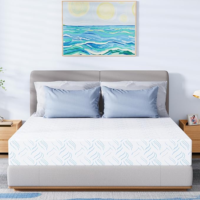 California King Memory Foam Mattress, 10 Inch Cooling Gel Bed in a Box, Foam Mattress with Removable Cover No Fiberglass, Support Cool Night Sleep & Pressure Relief, Made in USA, White(84"*72"*10")