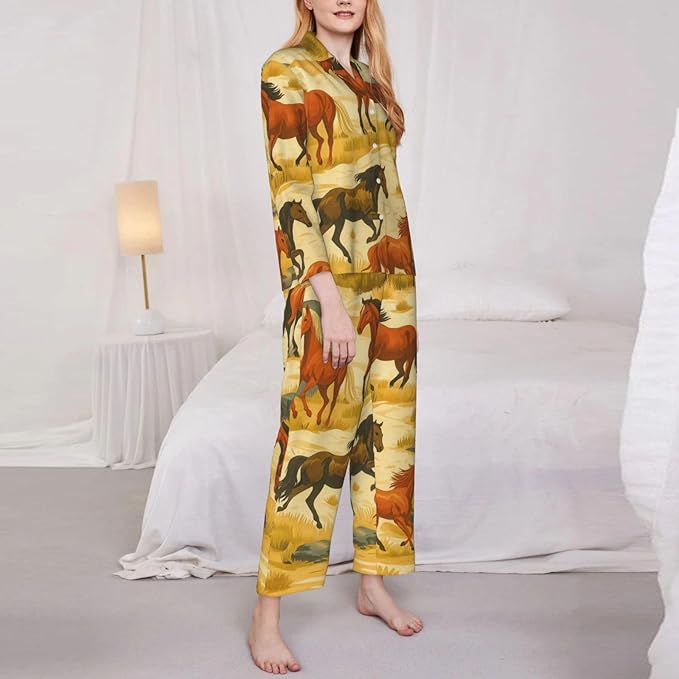 Retro Bee And Floral Women'S Pajama Sets Ultra-Soft Printed Sleepwear