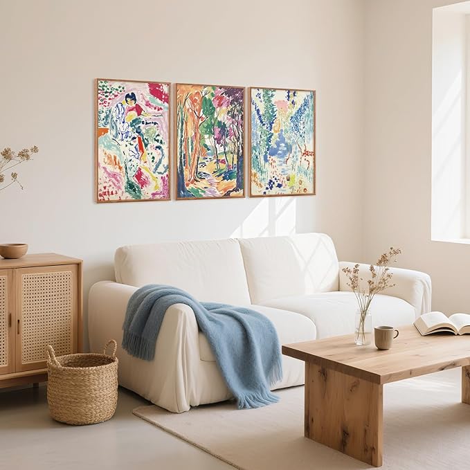 CHDITB Abstract Matisse Framed Canvas Wall Art Set, Colorful Nature Inspired Wall Decor, Modern Home Art Spiritual Wall Painting, Eclectic Gallery Art Prints for Living Room Bedroom Office 24"x36"x3