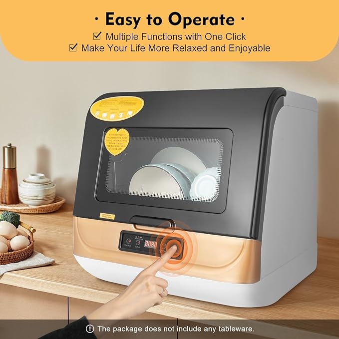 Countertop Dishwasher 800W 110V Mini Dishwasher with 3 Washing Programs Portable Dish Washer for Apartments and RVs for Dishes Knives Forks Spoons Chopsticks Cups
