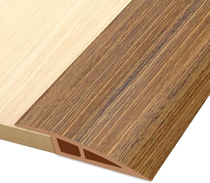 Vinyl Door Threshold Flooring Transition Strip Self Adhesive Carpet Edging Strip for Laminate Doorway Edge Threshold from 2/5" to 3/5" (Light Brown Wood Grain, 3.3 Ft)