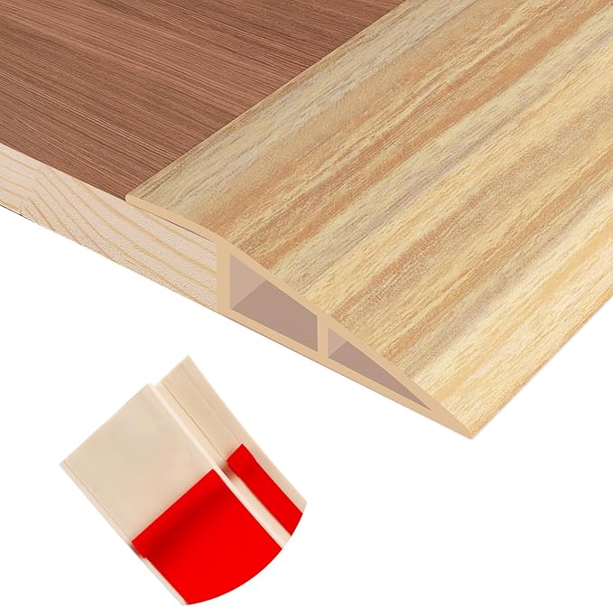 Floor Transition Strip Self Adhesive Vinyl Door Threshold for Doorways Carpet Edging Trim Overlap Edge Reducer for Laminate Floor, Carpet, Tile (Light Yellow Wood Grain, 2/5" to 3/5", 6.6Ft)