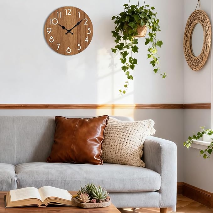 Wall Clock, Modern Wall Clocks Battery Operated, Silent Non Ticking Clock