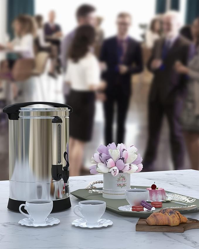 100 Cups Coffee Urn - 14l(3.8 Gallon) Large Coffee Maker,Commercial Coffee Maker - Stainless Steel, Double-Wall Insulated, Quick Brewing - Ideal for Large Events