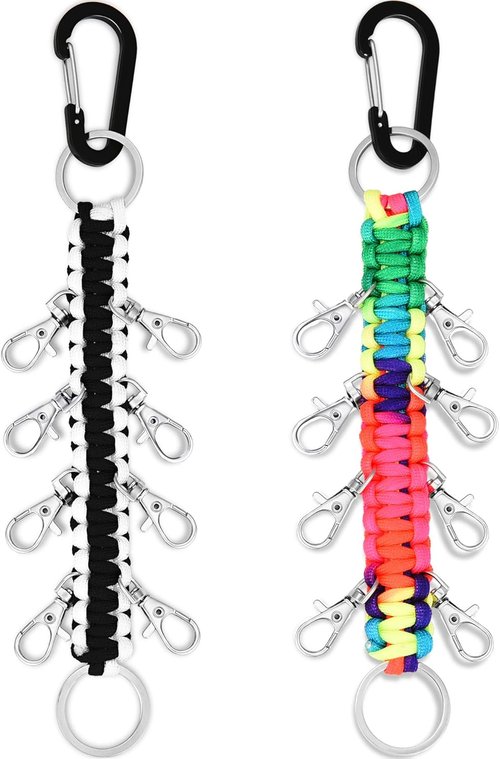 2 Pieces Paracord Cheer Bows Holder Paracord Keychain for Teen Girls Cheerleader Sports