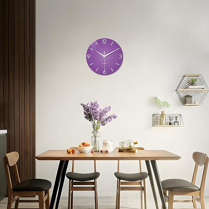 XFM Purple Wall Clock for Women Girls Bedroom 20 Inch Modern Simple Wall Clocks