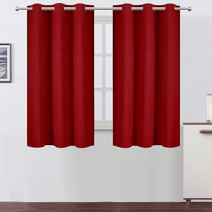 LEMOMO Red Blackout Curtains 34 x 54 Inch Length/Set of 2 Curtain