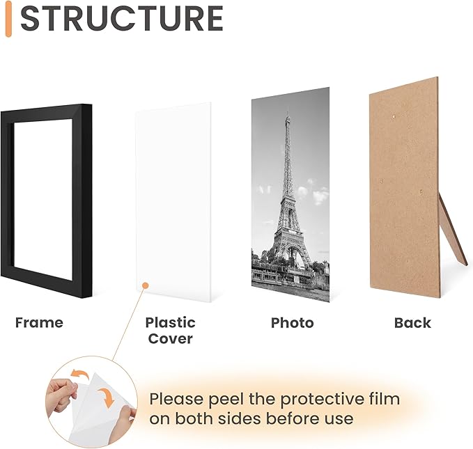 upsimples 10 Pack Picture Frames Collage Wall Decor for Mounting or Tabletop Display, Photo Gallery Frame Set for Family, Multi Sizes Including 8x10, 5x7, 4x6, Black Gray Brown