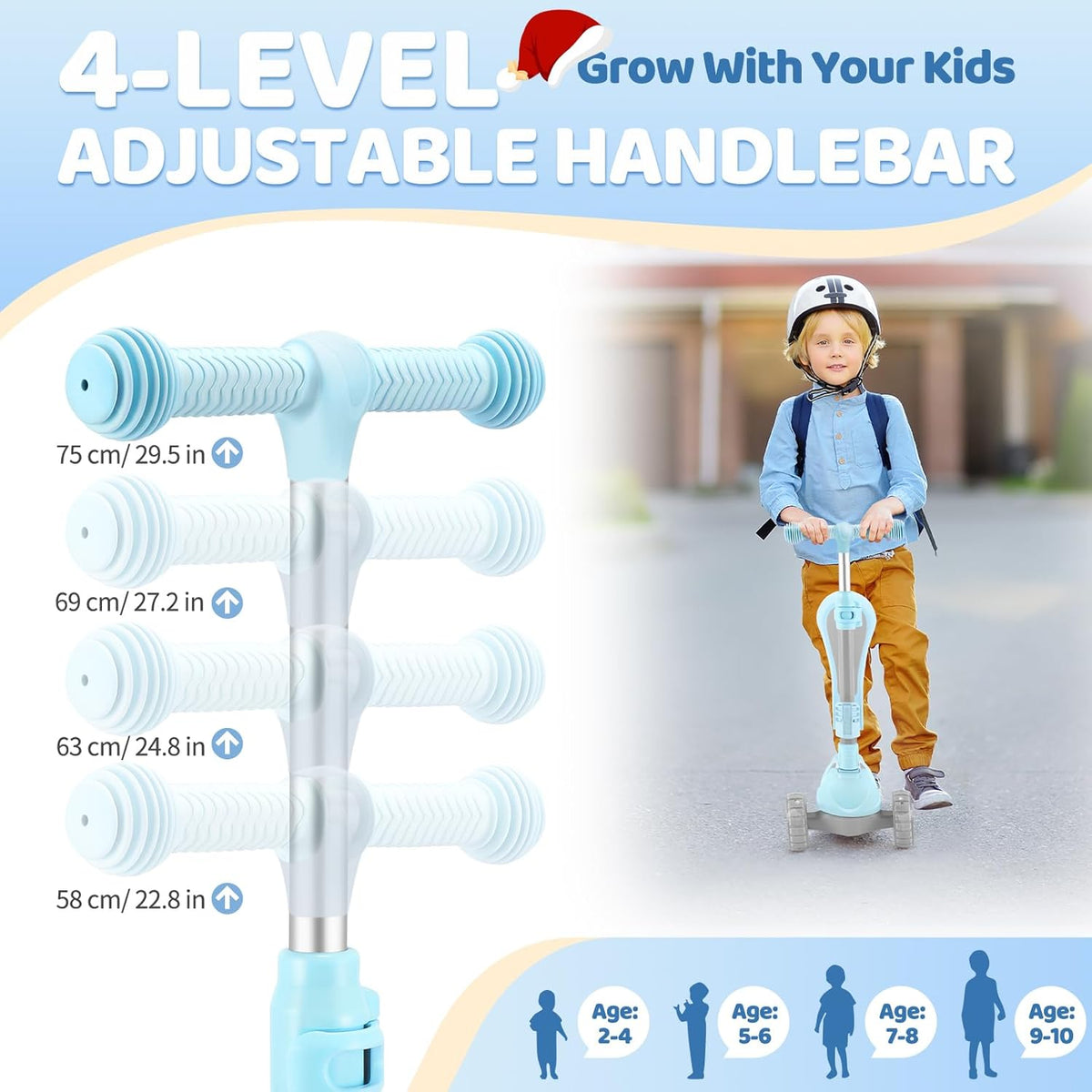 Skiennix Kids Scooter - 2-in-1 Kick Scooter with LED Light-Up Wheels | Adjustable Heights for Ages 2-8