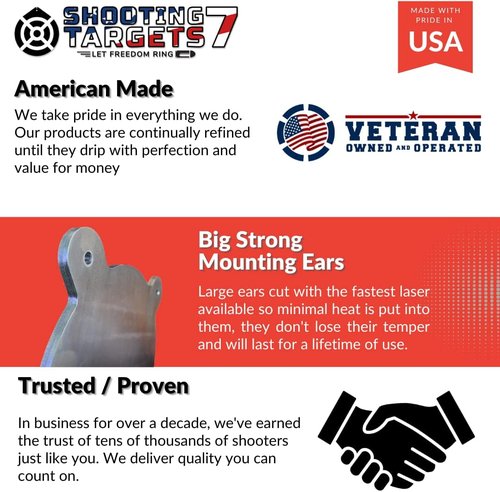 AR500 Steel Shooting Targets - 9mm Pistol & Handgun Gong - 1/4 Inch Laser Cut, Zinc Plated