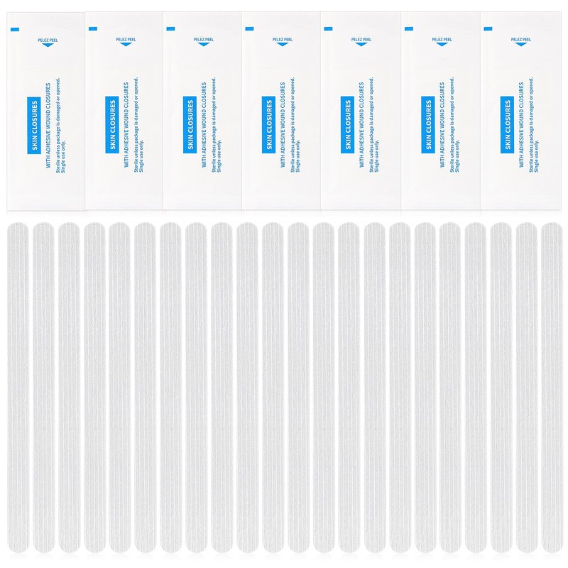 Timgle 60 Skin Closure Strips Adhesive 1/4 x 4 Inch/ 6 x 100 mm for Closing Supporting Cuts Suture, 12 Packs of 5 Strip