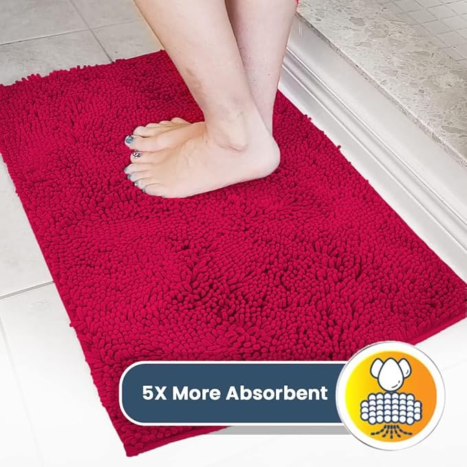 Muddy Mat® | Super Water Absorbent Door Mat Indoor, Microfiber Quick Dry Chenille Entryway Rug, Slip Resistant Front Door Mat, Indoor Mats for Entryway, Machine Washable Pet Rug, Maroon 3ft x 8ft