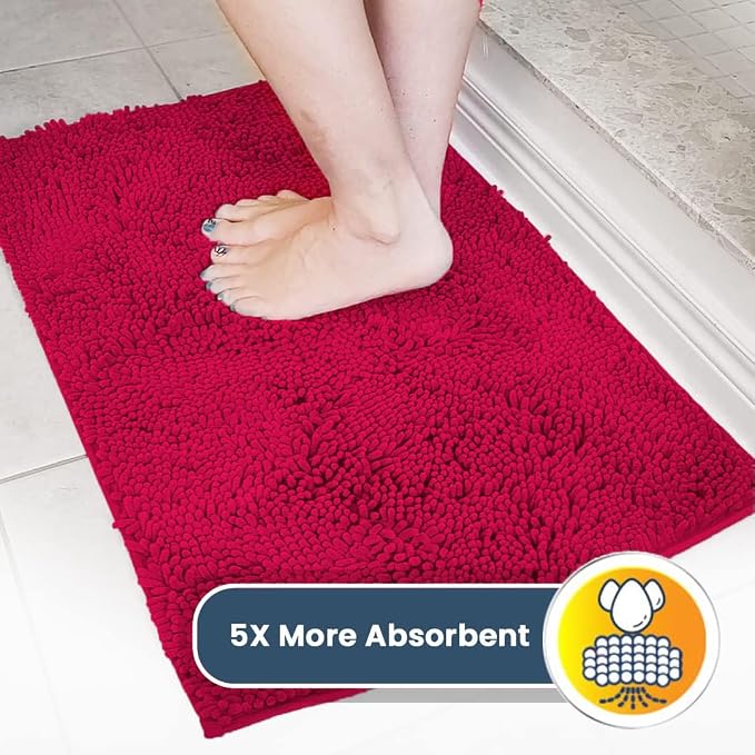 Muddy Mat® | Super Water Absorbent Door Mat Indoor, Microfiber Quick Dry Chenille Entryway Rug, Slip Resistant Front Door Mat, Indoor Mats for Entryway, Machine Washable Pet Rug, Maroon 30" x 48"