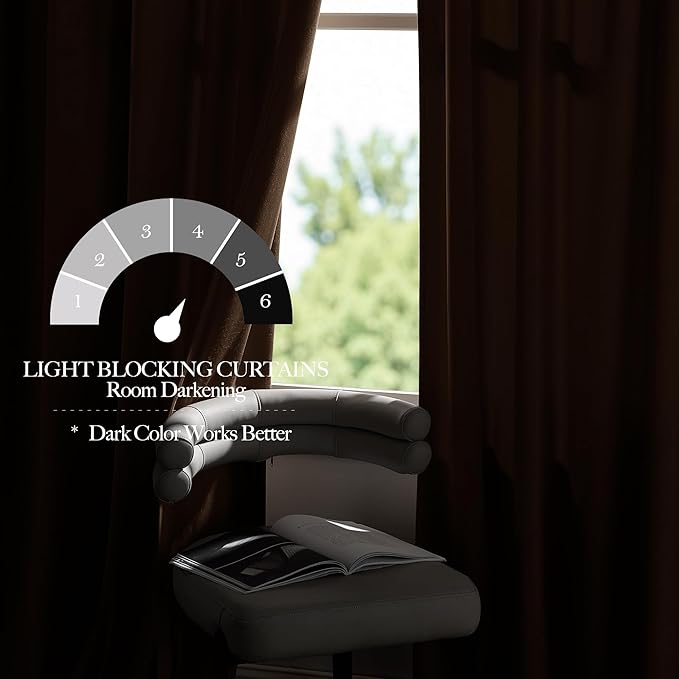 NICETOWN Brown Velvet Room Darkening Curtains, Home Decor Light Blocking