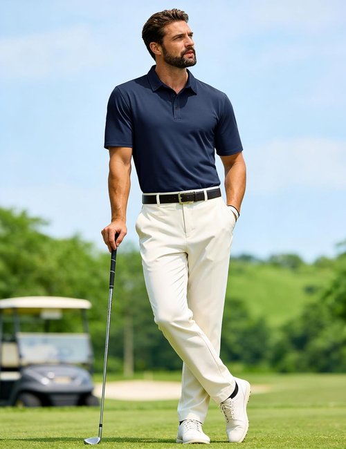 MAGCOMSEN Men's Polo Shirt - Short Sleeve Dry Fit Performance Golf Top | Casual Collared Design