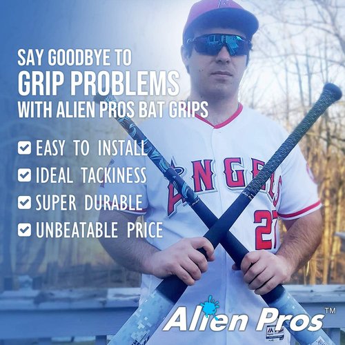 **ALIEN PROS Bat Grip Tape - 0.5MM Precut Baseball Grip Tape for Pro Feel - Perfect Replacement for Old Bats**