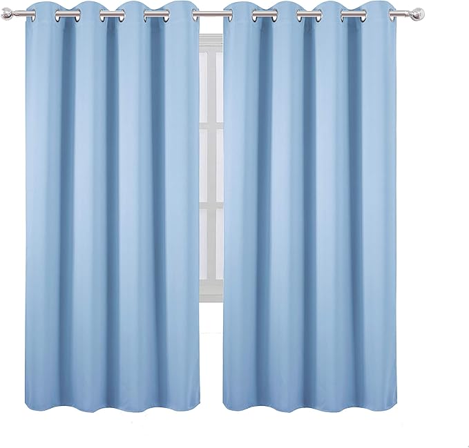 LEMOMO Sky Blue Thermal Blackout Curtains/52 x 72 Inch/Set of 2 Panels Room