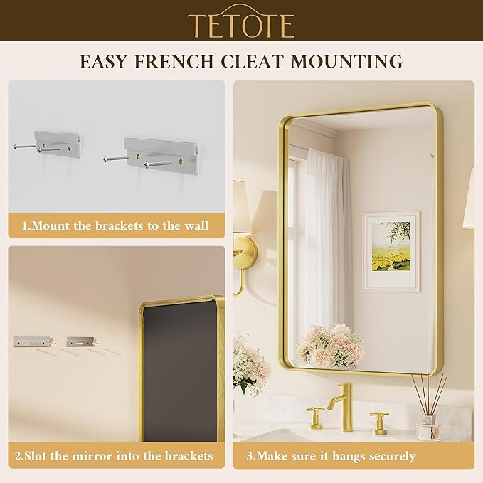 TETOTE 42 x 36 Inch Gold Mirror
