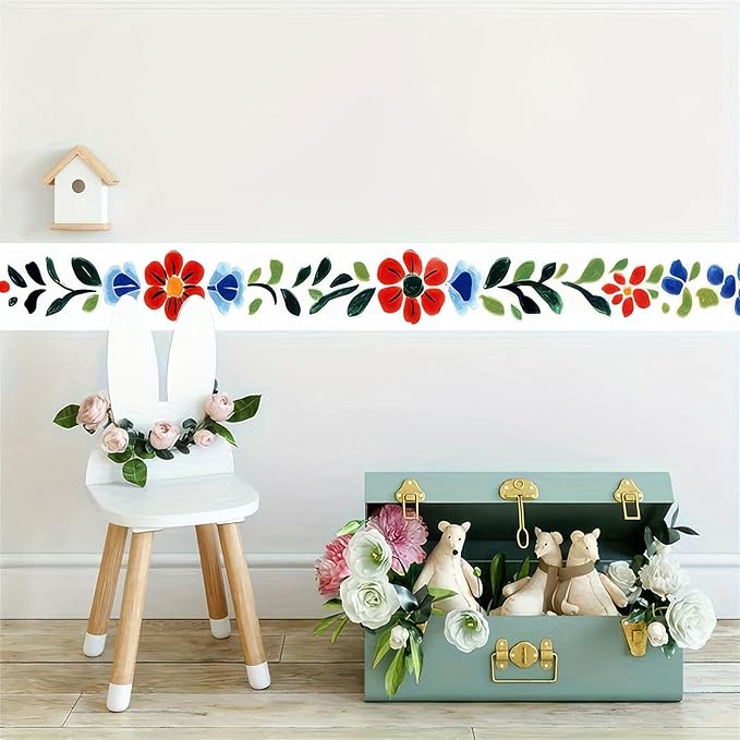 HOMETITUTE Wallpaper Border 4x196 Inch Peel and Stick Wall Border Wallpaper