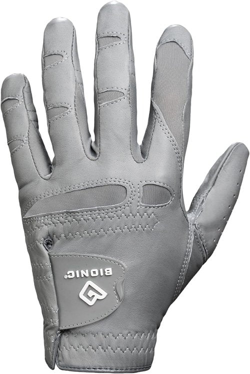 Bionic Men's StableGrip 2.0 Golf Glove - Premium Cabretta Leather in Grey for Enhanced Performance